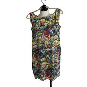 Reyn Spooner Dress Size Medium Vintage Rayon Hawaiian Print Peggy Chun Art Rare